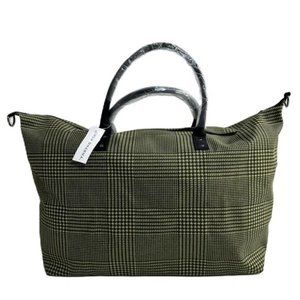 Lulu Dharma GreenBlack Plaid Frasier Weekender Bag With Shoulder Strap‎ NEW